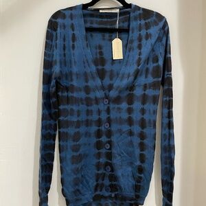 Parker Blue Cashmere blue and black tie dye long line cardigan